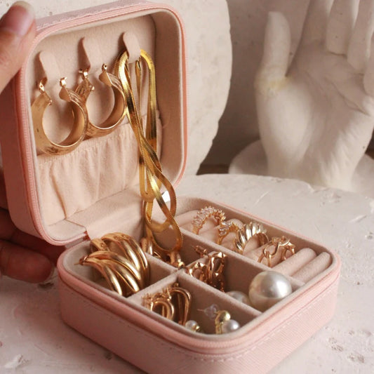 Portable Jewelry Storage & Organizer Leather Box