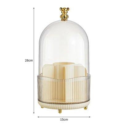 Makeup Brush Holder with Bear Lid Handle 360°