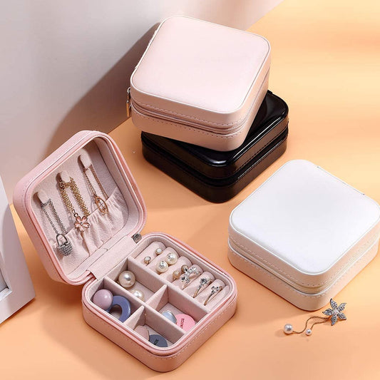 Portable Jewelry Storage & Organizer Leather Box