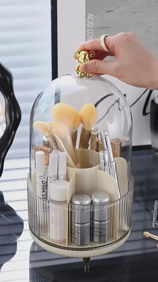 Makeup Brush Holder with Bear Lid Handle 360°